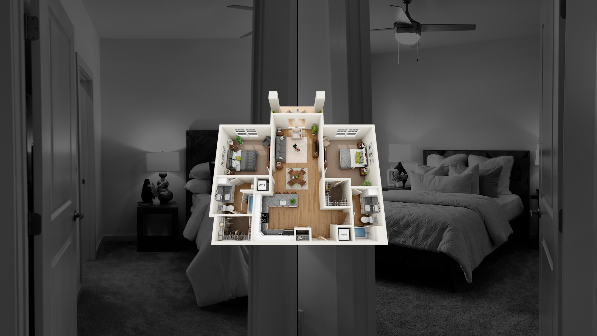 Layout Graphic of 2B/2B Channel Floor Plan Apartment at Sage North in White House, TN