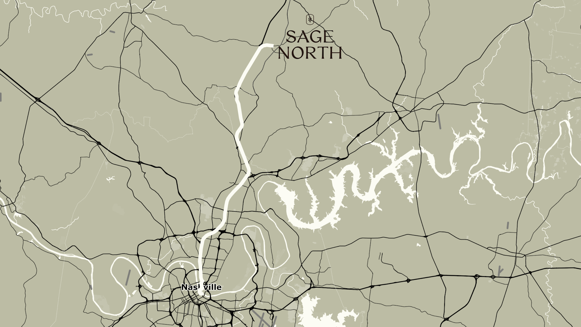 Map of Middle Tennessee and Nashville area