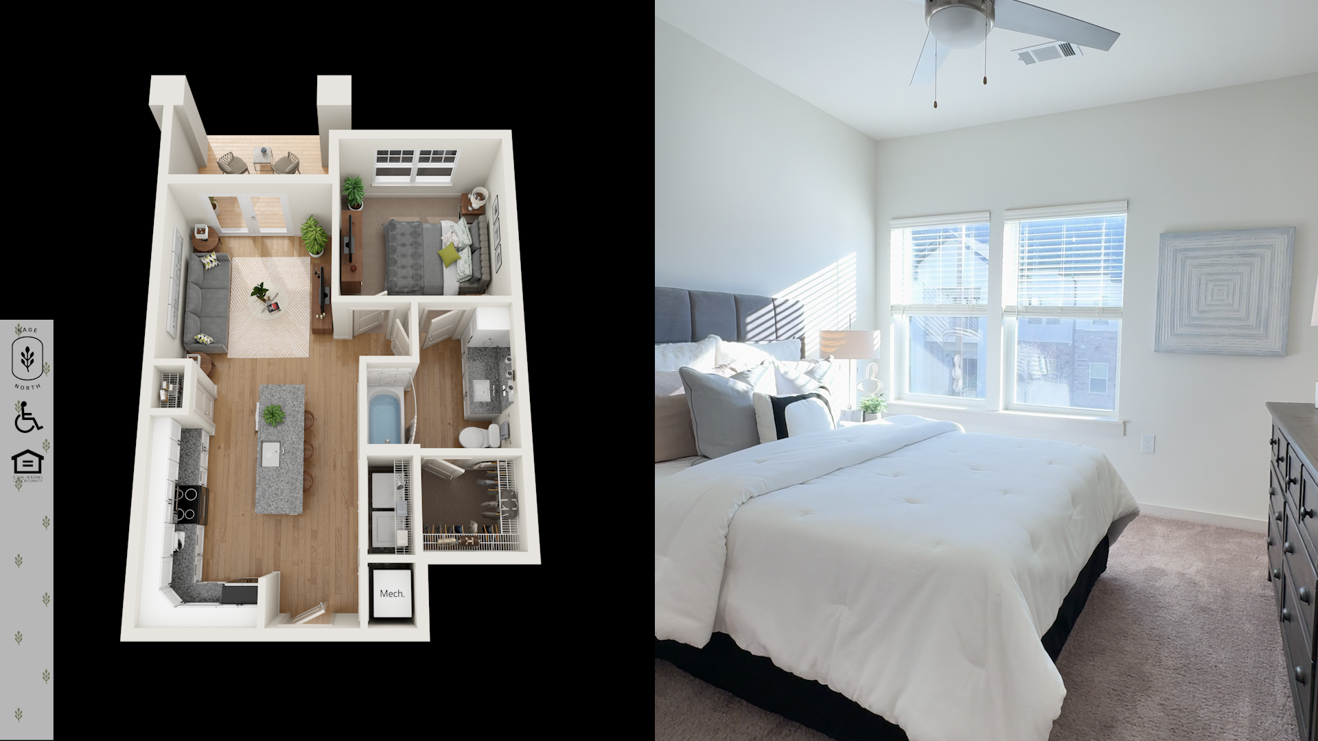 Bedroom of our Alley 1 Bedroom Home