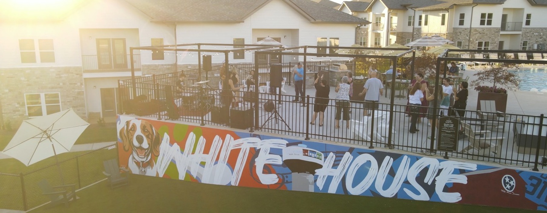 Party on the sun deck at Sage North apartments in White House, TN